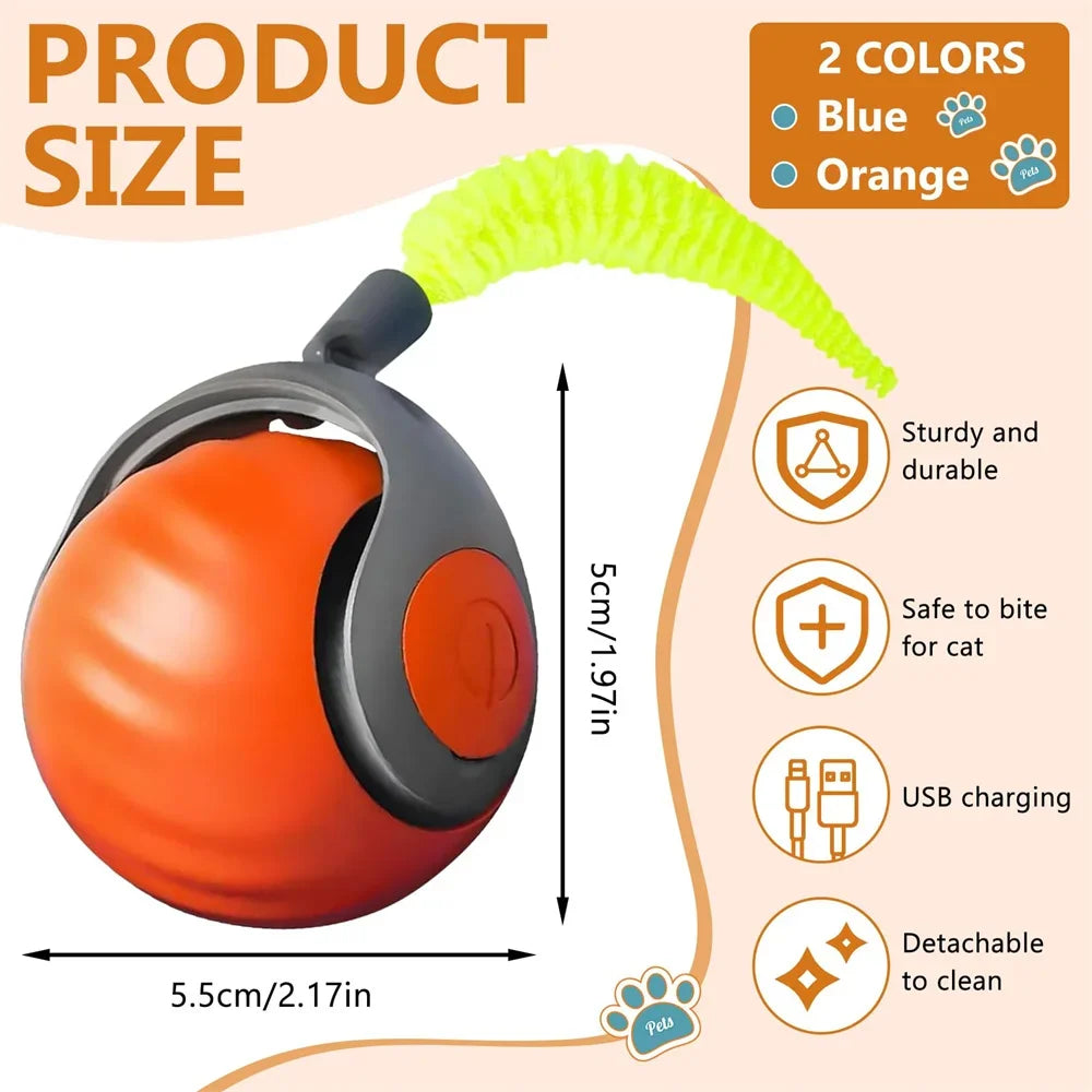 Smart Interactive Speedy Tail 2.0 – Automatic Motion Rolling Ball Toy for Cats & Dogs