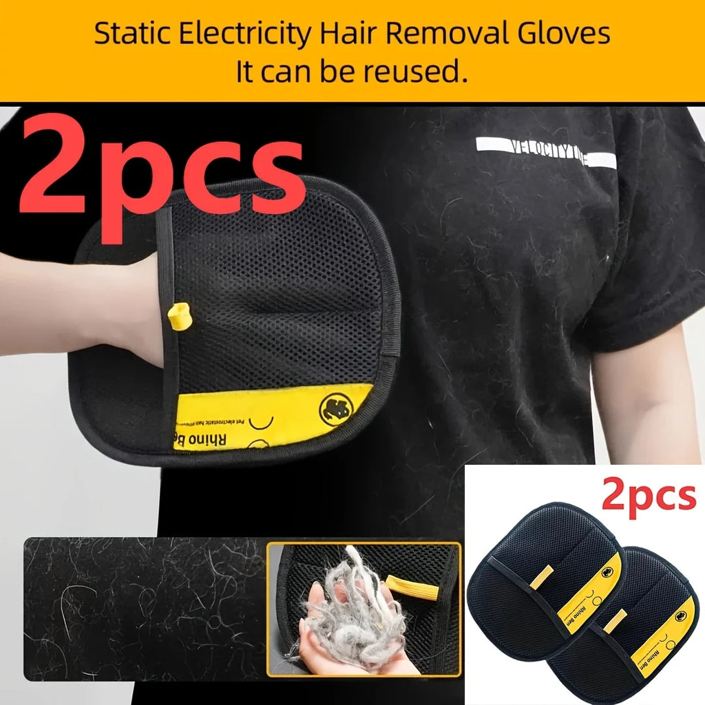 Piece Pet Hair Removal Gloves – Double-Sided Grooming & Deshedding Gloves for Cats and Dogs | Efficient Fur Control & Gentle Pet Care