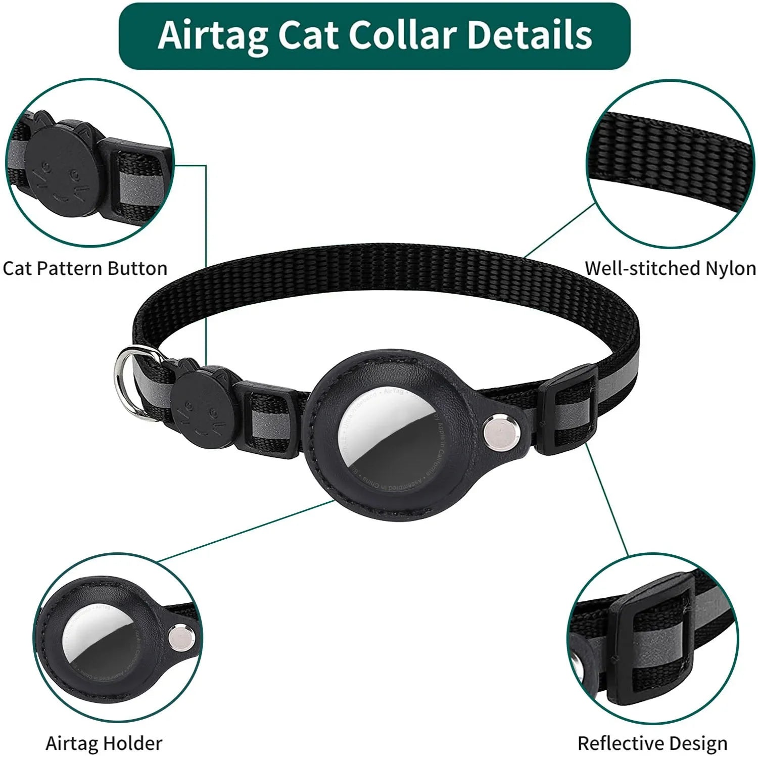 Reflective AirTag Cat Collar