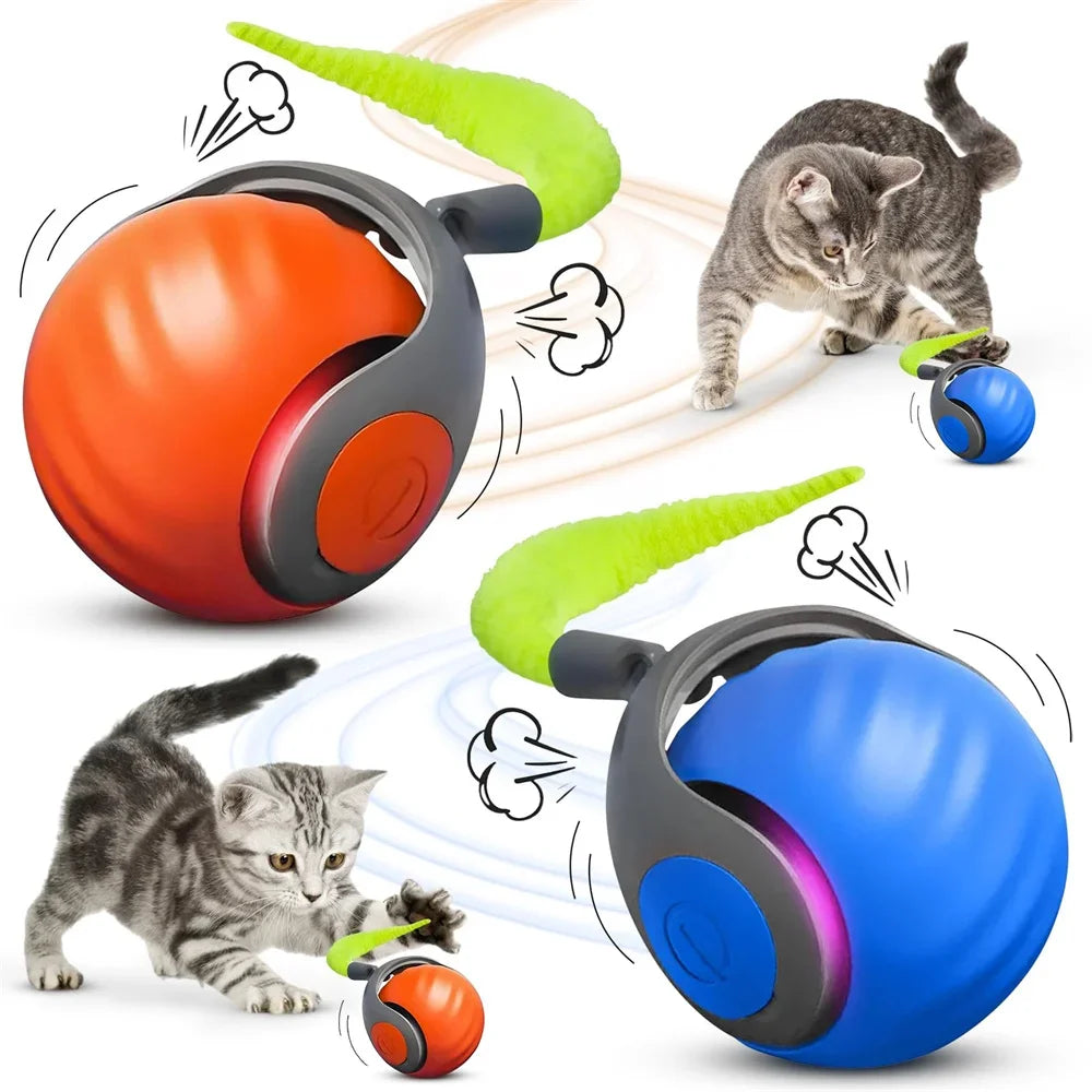 Smart Interactive Speedy Tail 2.0 – Automatic Motion Rolling Ball Toy for Cats & Dogs