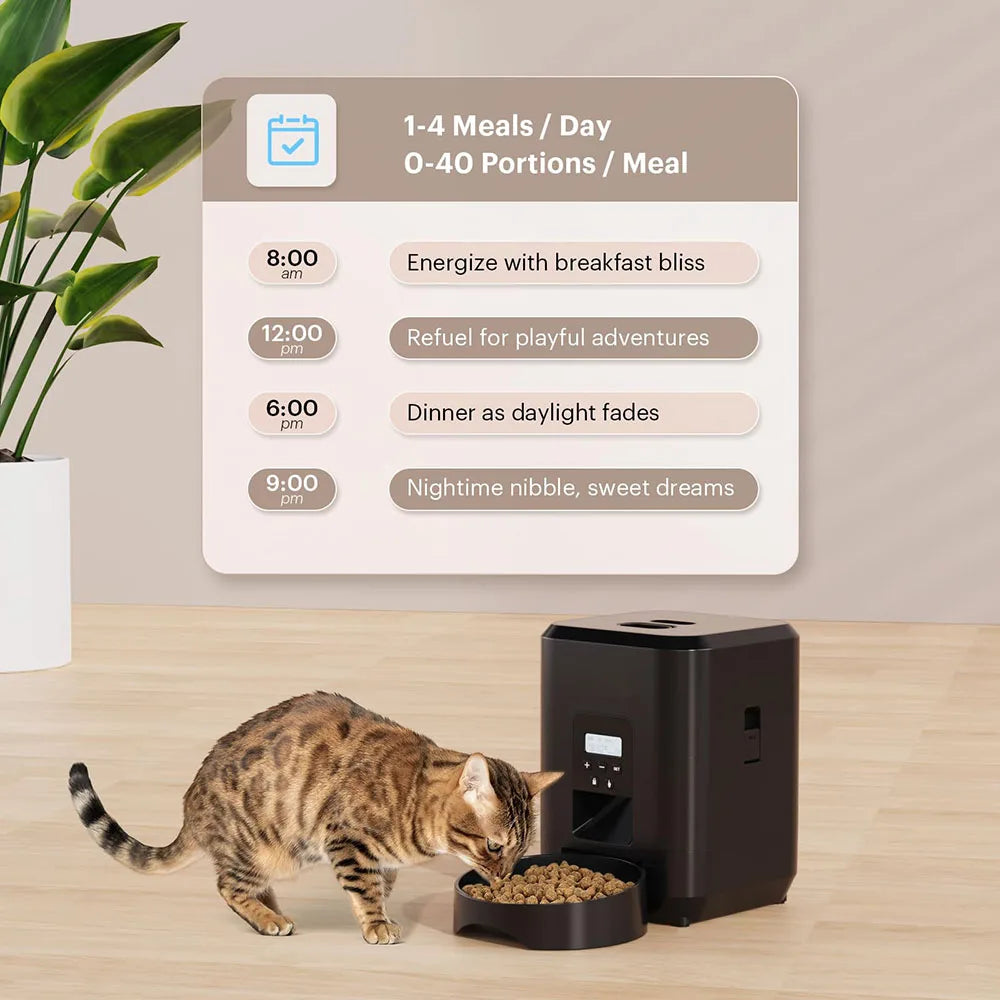 Smart AI Pet Feeder for Cats – Adjustable Portion Control with LCD Display