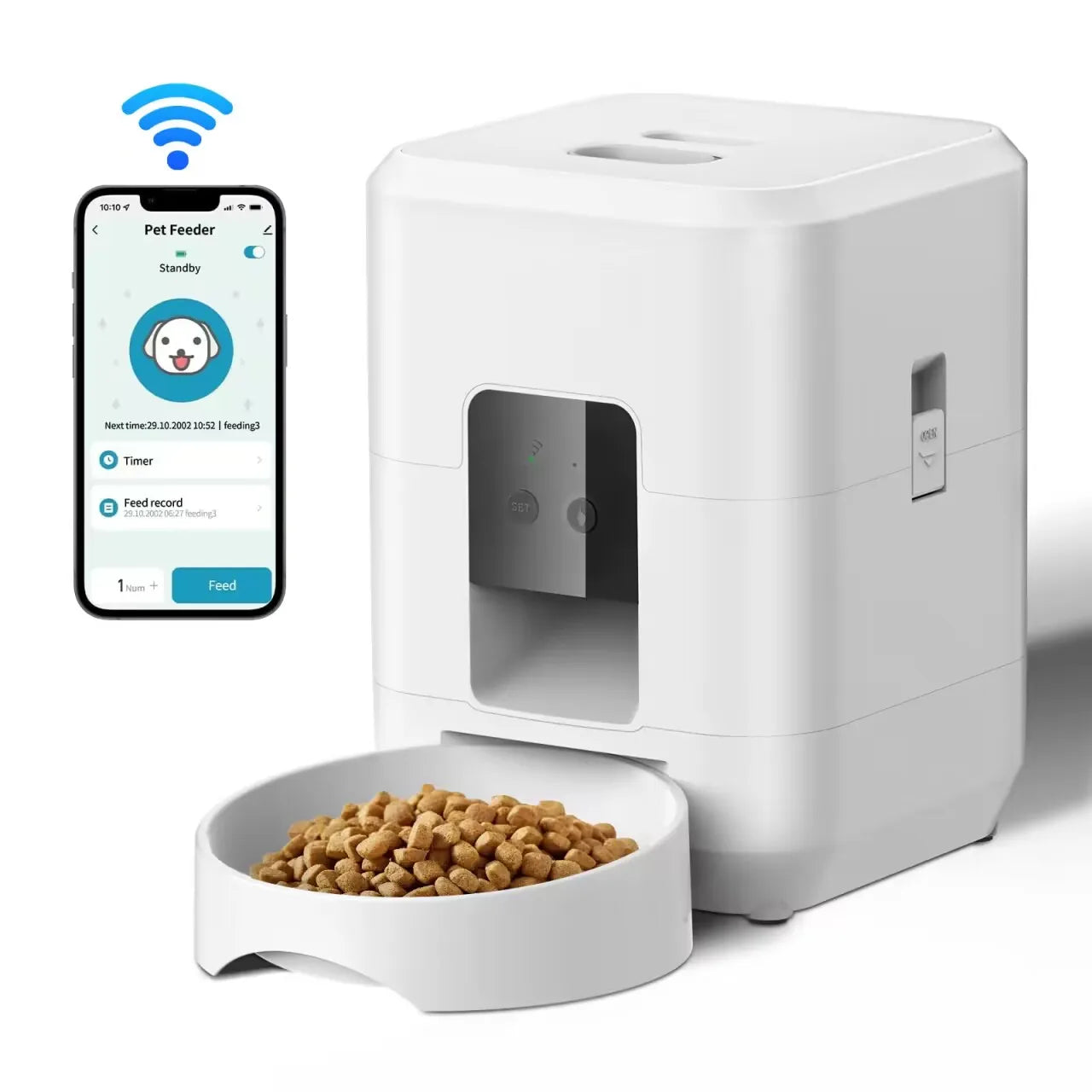 Smart AI Pet Feeder for Cats – Adjustable Portion Control with LCD Display