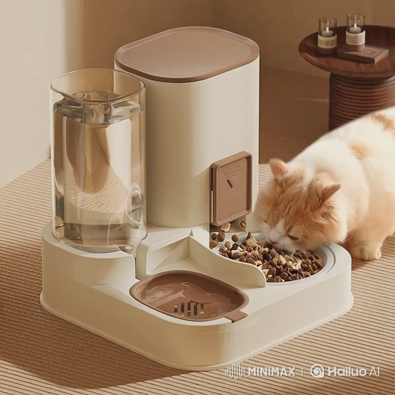 All-in-One Pet Feeding Station – Automatic Food & Water Dispenser for Cats and Dogs